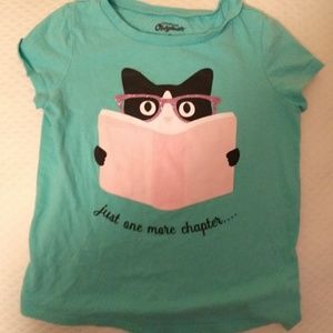 Girls cat reading shirt 7